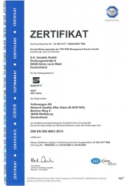 ISO 9001:2015 Zertifikat SEAT