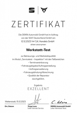 Zertifikat Werkstatt-Test 2023