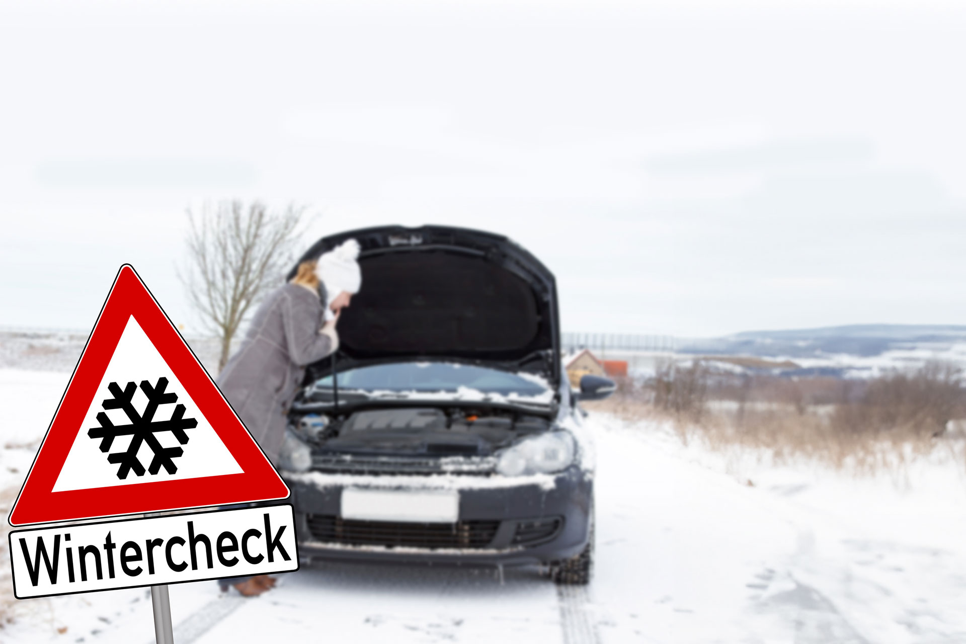 Stehengebliebenes Fahrzeug Winter